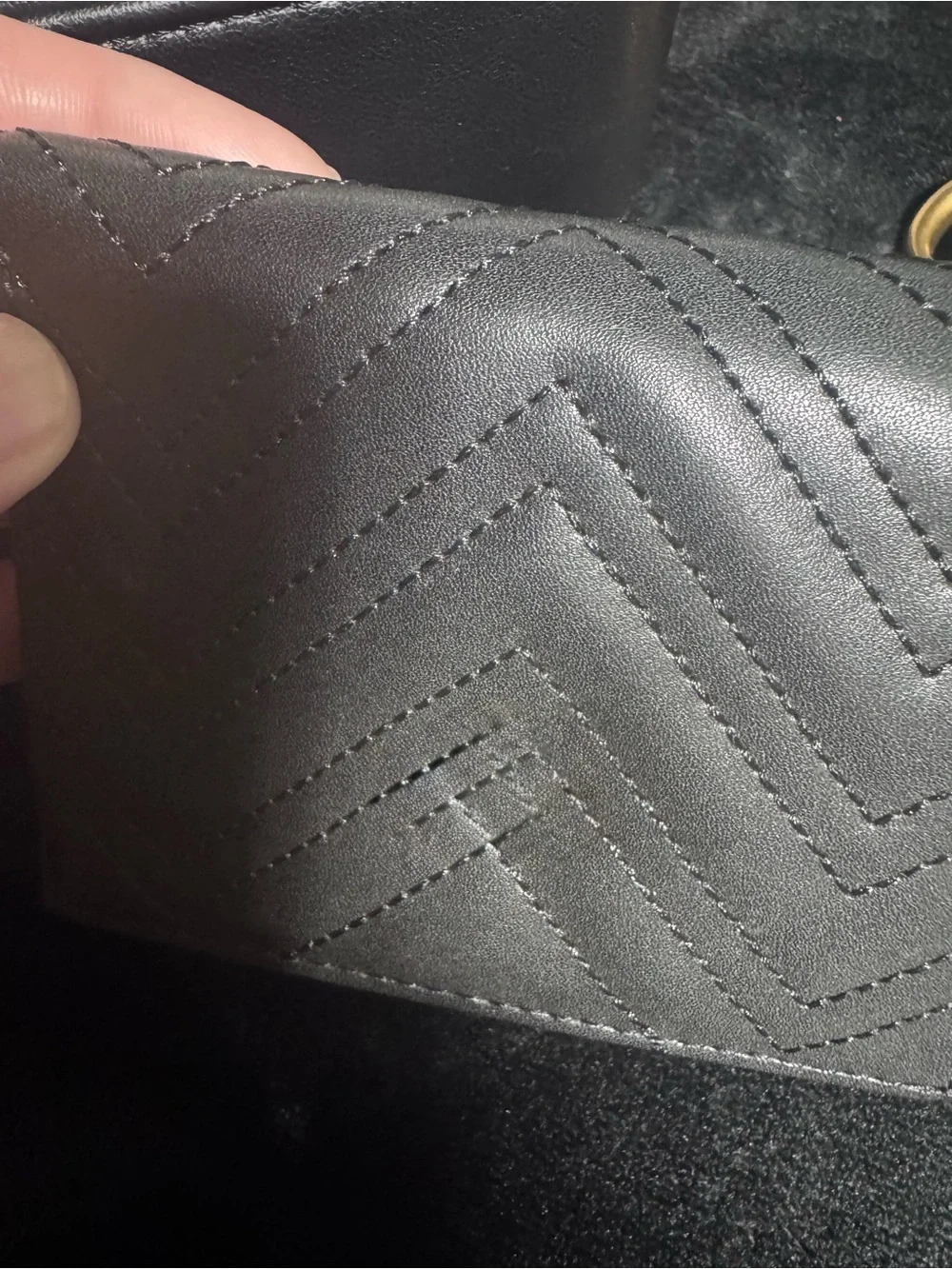 Black Quilted Shoulder Bag with Gold Hardware